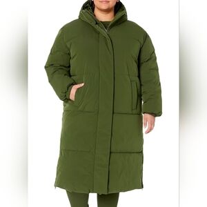 New Amazon Essentials Women's Long Green Puffer Coat Plus 6X